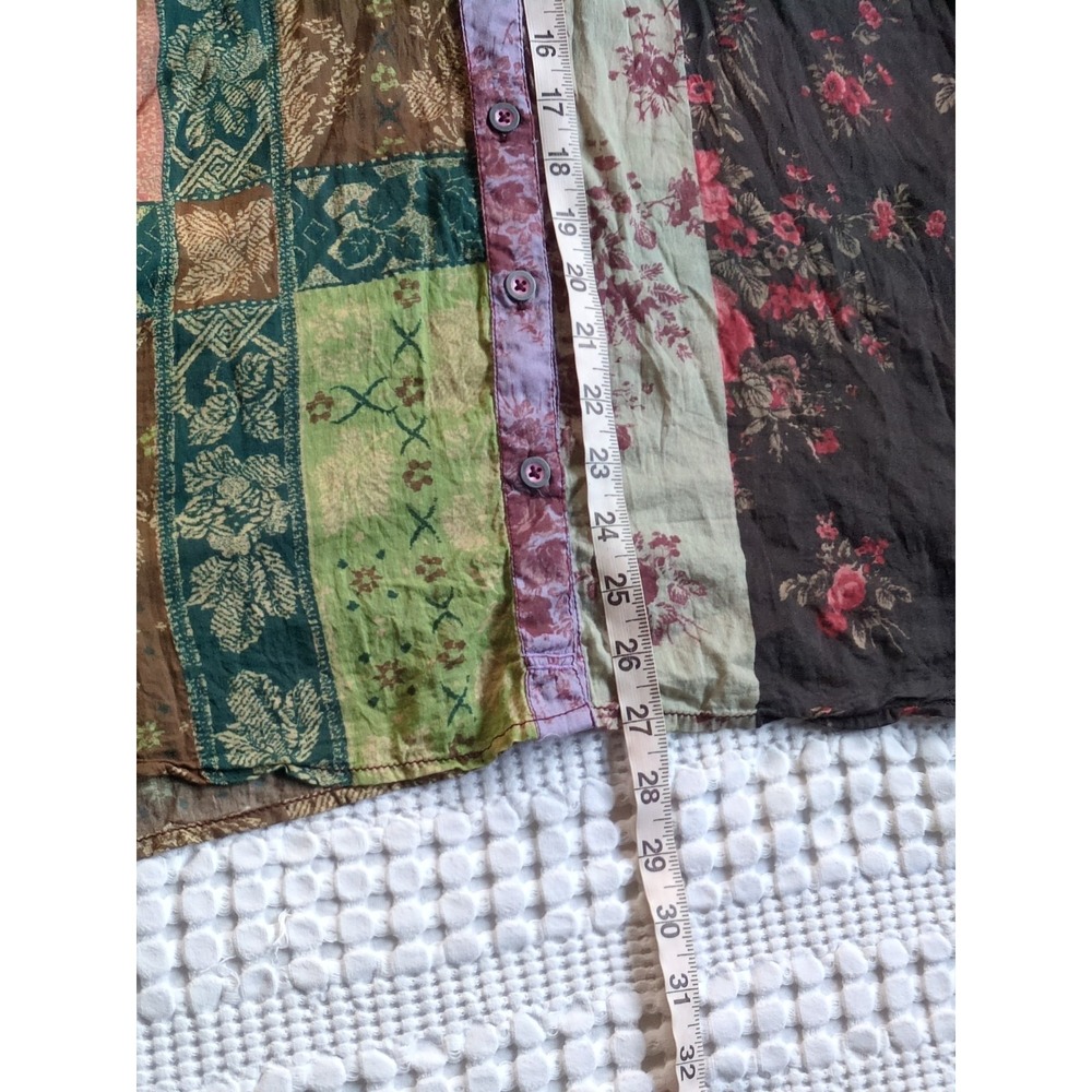 Free People Flower Patch Cotton Button-Front Top Size Medium Multicolor - Picture 7 of 12